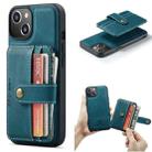 For iPhone 15 Plus JEEHOOD RFID Blocking Anti-Theft Magnetic PU Phone Case(Blue) - 1
