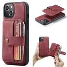 For iPhone 15 JEEHOOD RFID Blocking Anti-Theft Magnetic PU Phone Case(Red) - 1