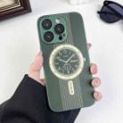 For iPhone 15 Pro Max Clock Pattern Magnetic Lens Protection Phone Case(Green) - 1