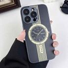 For iPhone 15 Pro Clock Pattern Magnetic Lens Protection Phone Case(Black) - 1