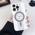 For iPhone 15 Pro Clock Pattern Magnetic Lens Protection Phone Case(White) - 1