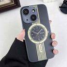 For iPhone 15 Plus Clock Pattern Magnetic Lens Protection Phone Case(Black) - 1