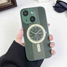 For iPhone 15 Plus Clock Pattern Magnetic Lens Protection Phone Case(Green) - 1