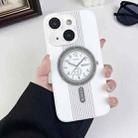 For iPhone 15 Clock Pattern Magnetic Lens Protection Phone Case(White) - 1