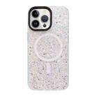 For iPhone 15 Pro Max Gold Armor MagSafe Glitter Epoxy Phone Case(White) - 1