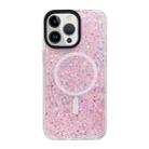 For iPhone 15 Pro Gold Armor MagSafe Glitter Epoxy Phone Case(Pink) - 1