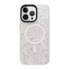 For iPhone 15 Pro Gold Armor MagSafe Glitter Epoxy Phone Case(White) - 1