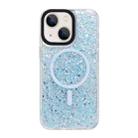 For iPhone 15 Gold Armor MagSafe Glitter Epoxy Phone Case(Blue) - 1