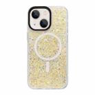 For iPhone 15 Gold Armor MagSafe Glitter Epoxy Phone Case(Yellow) - 1