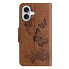 For iPhone 16 Butterfly Embossed Flip Leather Phone Case(Brown) - 3