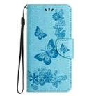 For iPhone 16 Butterfly Embossed Flip Leather Phone Case(Blue) - 2