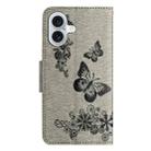 For iPhone 16 Butterfly Embossed Flip Leather Phone Case(Grey) - 3