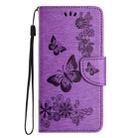 For iPhone 16 Pro Butterfly Embossed Flip Leather Phone Case(Purple) - 2