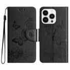 For iPhone 16 Pro Butterfly Embossed Flip Leather Phone Case(Black) - 1