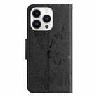 For iPhone 16 Pro Butterfly Embossed Flip Leather Phone Case(Black) - 3