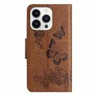 For iPhone 16 Pro Max Butterfly Embossed Flip Leather Phone Case(Brown) - 3