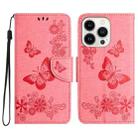 For iPhone 16 Pro Max Butterfly Embossed Flip Leather Phone Case(Pink) - 1