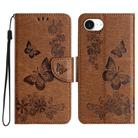 For iPhone 16e Butterfly Embossed Flip Leather Phone Case(Brown) - 1