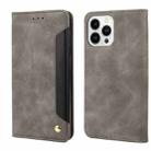 For iPhone 15 Pro Skin Feel Splicing Leather Phone Case(Grey) - 1