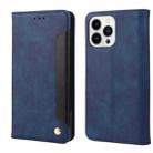For iPhone 15 Pro Skin Feel Splicing Leather Phone Case(Blue) - 1