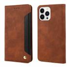 For iPhone 15 Pro Skin Feel Splicing Leather Phone Case(Brown) - 1