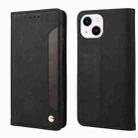 For iPhone 15 Plus Skin Feel Splicing Leather Phone Case(Black) - 1