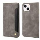 For iPhone 15 Skin Feel Splicing Leather Phone Case(Grey) - 1