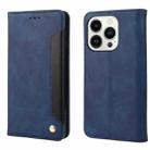 For iPhone 16 Pro Max Skin Feel Splicing Leather Phone Case(Blue) - 1