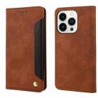 For iPhone 16 Pro Max Skin Feel Splicing Leather Phone Case(Brown) - 1