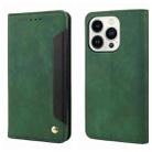 For iPhone 16 Pro Skin Feel Splicing Leather Phone Case(Green) - 1