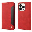 For iPhone 16 Pro Skin Feel Splicing Leather Phone Case(Red) - 1