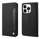 For iPhone 16 Pro Skin Feel Splicing Leather Phone Case(Black) - 1