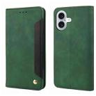 For iPhone 16 Plus Skin Feel Splicing Leather Phone Case(Green) - 1