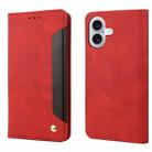 For iPhone 16 Plus Skin Feel Splicing Leather Phone Case(Red) - 1