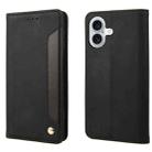 For iPhone 16 Plus Skin Feel Splicing Leather Phone Case(Black) - 1