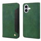 For iPhone 16 Skin Feel Splicing Leather Phone Case(Green) - 1