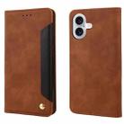 For iPhone 16 Skin Feel Splicing Leather Phone Case(Brown) - 1