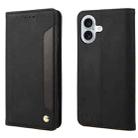 For iPhone 16 Skin Feel Splicing Leather Phone Case(Black) - 1