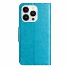 For iPhone 16 Pro Max Butterfly Flower Pattern Flip Leather Phone Case(Blue) - 3