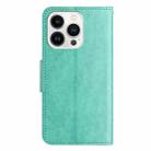 For iPhone 16 Pro Max Butterfly Flower Pattern Flip Leather Phone Case(Green) - 3