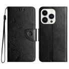 For iPhone 16 Pro Max Butterfly Flower Pattern Flip Leather Phone Case(Black) - 1