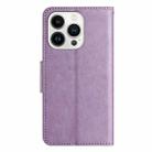 For iPhone 16 Pro Max Butterfly Flower Pattern Flip Leather Phone Case(Light Purple) - 3