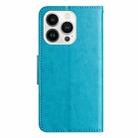 For iPhone 16 Pro Butterfly Flower Pattern Flip Leather Phone Case(Blue) - 3