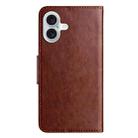 For iPhone 16 Plus Butterfly Flower Pattern Flip Leather Phone Case(Brown) - 3