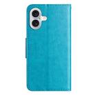 For iPhone 16 Plus Butterfly Flower Pattern Flip Leather Phone Case(Blue) - 3