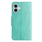 For iPhone 16 Plus Butterfly Flower Pattern Flip Leather Phone Case(Green) - 3