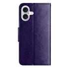 For iPhone 16 Plus Butterfly Flower Pattern Flip Leather Phone Case(Dark Purple) - 3