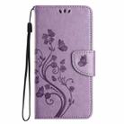 For iPhone 16 Plus Butterfly Flower Pattern Flip Leather Phone Case(Light Purple) - 2