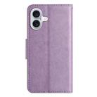 For iPhone 16 Plus Butterfly Flower Pattern Flip Leather Phone Case(Light Purple) - 3