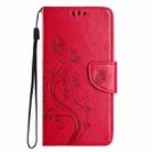 For iPhone 16 Butterfly Flower Pattern Flip Leather Phone Case(Red) - 2